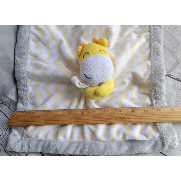 Carters Giraffe Baby Security Blanket Yellow White Grey Chevron Zig Zag Stripes - Picture 4 of 6